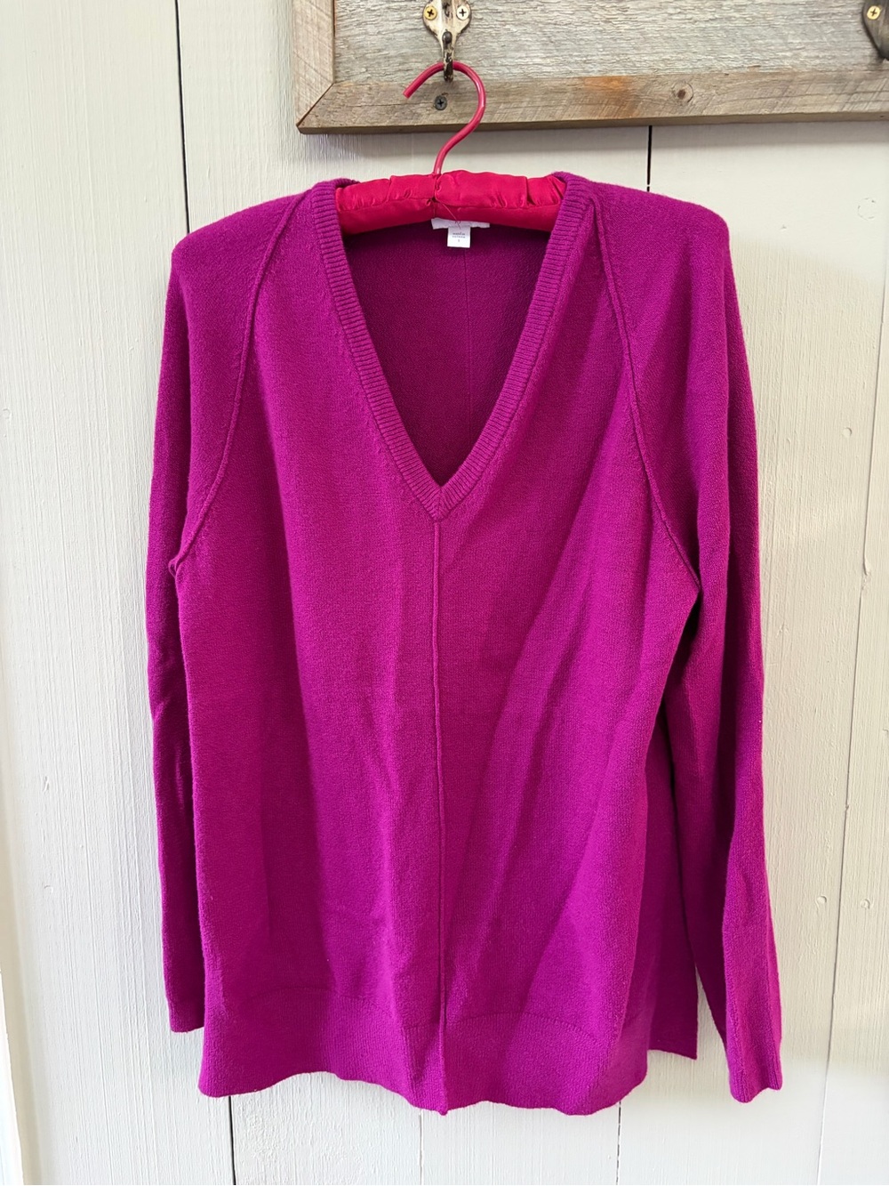 J. Jill Magenta V-Neck Sweater